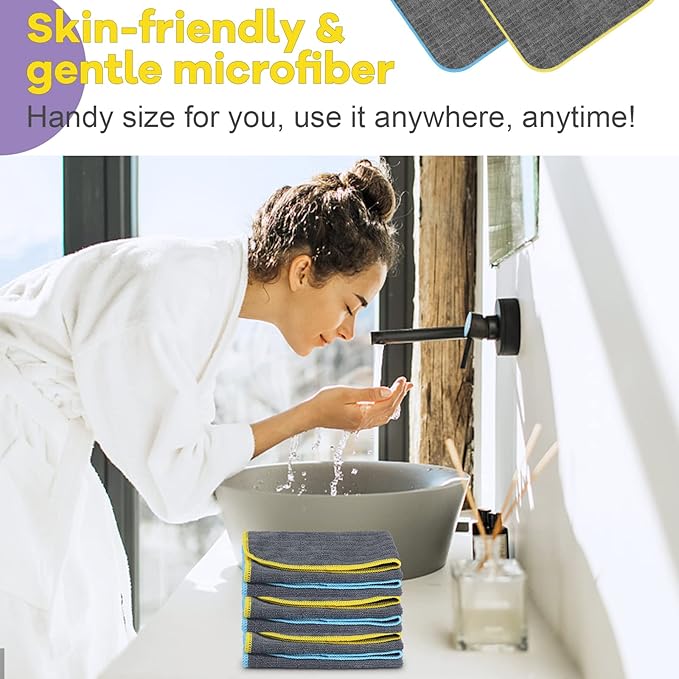Airlab Microfiber Cleaning Cloth for Household Dust Rags for Cleaning All-Purpose Towels Streak Free Kitchen Dishes Reusable Pack of 6, 12" x 12"