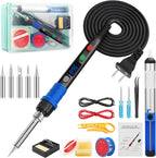 Soldering Iron Kit, 90W LED Digital Soldering Gun kit with Ceramic Heater, 110V Adjustable Temperature Solder Welding Iron Kits, Auto-sleep, Thermostatic Design, Black