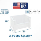 Hudson Exchange 20" x 15" x 12.5" (3 Pack) Plastic Giant Stackable Hopper Bin Container, Clear