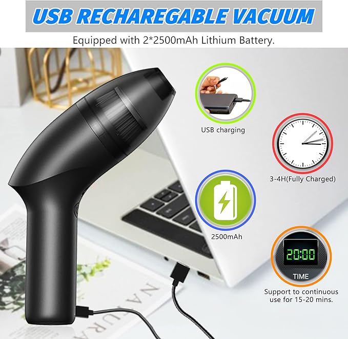 4.3Kpa Keyboard Vacuum Cleaner Mini：Handheld Computer Vacuum Cordless for Car Laptop Sewing Machine Portable Keyboard Vac USB Desk Crumbs Dust Cleaners