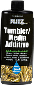 Flitz Tumbler Media Additive - 7.6oz Bottle of USA-Made Brass Cleaner Reloading Liquid for Ammo, Copper, & All Metals - Ammonia-Free Tumbling Polish to Remove Oxidation, Powder Residue (1 Pack)