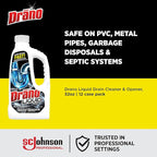 Drano Liquid Drain Clog Remover and Cleaner for Shower or Sink Drains Unclogs and Removes Hair Soap Scum Blockages, Multi, 32 Fl Oz (Pack of 12)