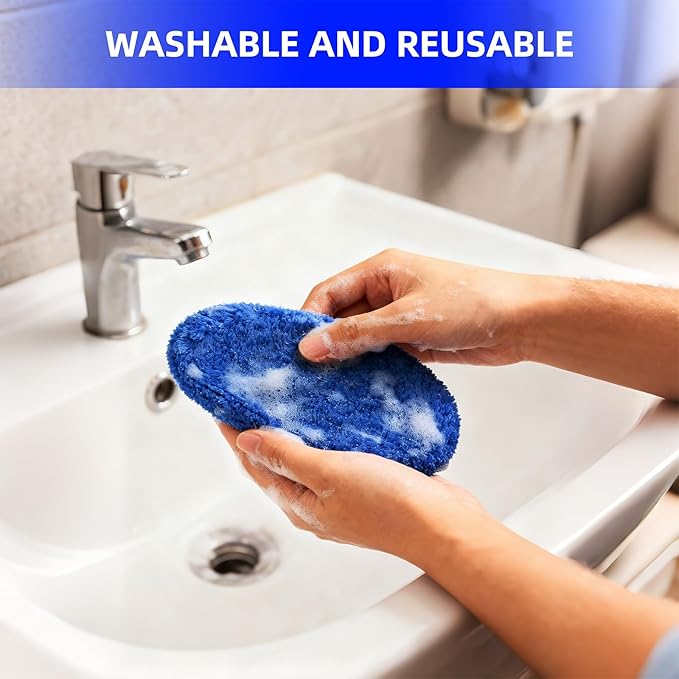 desin Windshield Cleaning Tool, Car Window Cleaner Windshield Cleaner with 4 Reusable and Washable Microfiber Pads and Extendable Handle Auto Inside Glass Wiper Kit