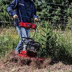 Earthquake Badger Front Tine Tiller, Powerful 160cc 4-Cycle Viper Engine, Two-Position Wheel Assembly, Adjustable Tilling Width Up to 21 Inches, Model: 41080, Red/Black