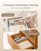 Travel Steamer for Clothes,100-240V Portable Garment Steamer, Steamer＆Iron 2 In 1,30s Fast Heat-up,120ml Water Tank,Large Ceramic Heat Panel,HandheldSteamer for Global ＆ Europe Traveling,Silver