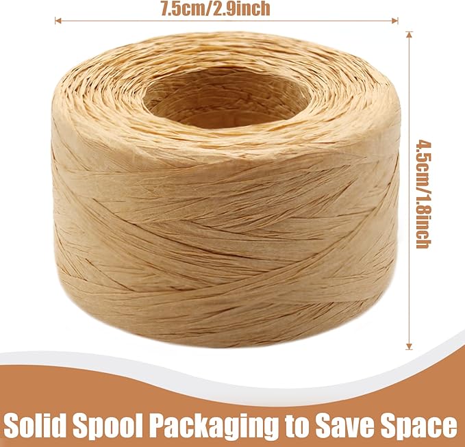 Anvin 2 Rolls Natural Raffia Paper Ribbon Matte Twine Raffia Ribbon Paper Decorative String for Festival Gift Wrapping, Crafts and DIY 1/4" Wide by 330 Feet Each Roll (Natural Color)