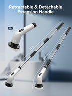 Electric Spin Scrubber - 120Min Cordless Shower Bathroom Cleaner with 8 Brush Heads | 440 RPM Power Scrubber (3-Speed) & Adjustable Extension Handle for Cleaning Bathtub, Tile, Grout