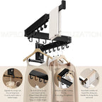 Wall Mounted Collapsible Clothes Drying Rack, Space-Saving Laundry Drying Rack Clothing Hanger, Durable Foldable Design Extends Left, Right & Up for Upgraded Versatility