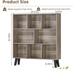 LEYAOYAO 8 Cube Bookshelf,3 Tier Bookcase with Legs,Modern Grey Mid-Century Bookshelves,Large Farmhouse Open Storage Organizer Shelf, Retro Wooden Display Book Case for Bedroom,Living Room,Office