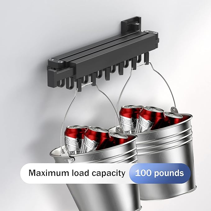 Clothes Drying Rack,Laundry Drying Rack,Wall Mounted Clothes Rack,Laundry Rack Wall Mount,Folding Retractable Collapsible Drying Rack Clothing (Three-Poles,Loop Shape Hooks)