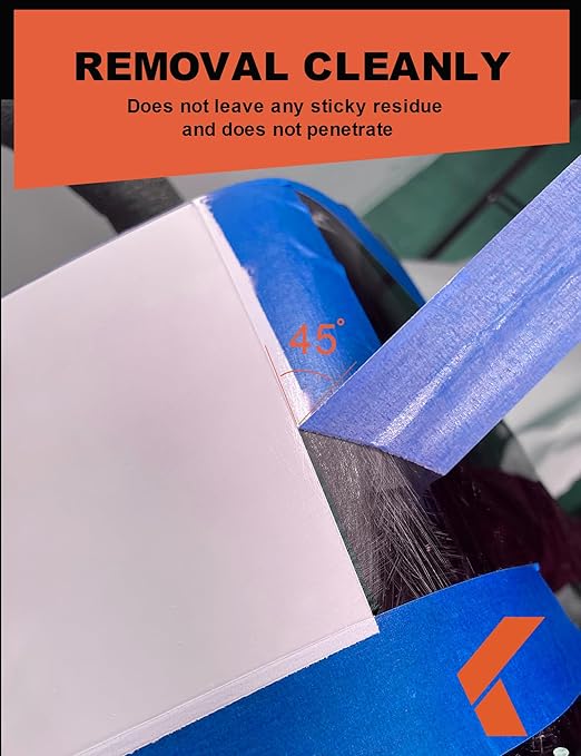 Blue Painter's Tape for Car Paint No Residue Auto Masking Tape for Automotive Painting - Heat Resistant for Paint Booth, 0.94 Inches x 60 Yards, 6 Rolls