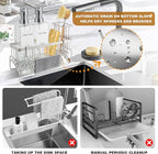 GMISUN Kitchen Soap Dispenser, 12 Fl oz/350ml Clear Dish Soap Dispenser with Silver Sponge Holder, Customized Glass Dish Soap Dispensers for Kitchen, Modern Hand and Dish Soap Dispensers Set Removable