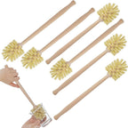 6 Pcs Bottle Brush, Natural Wood Dish Brush Scrub Brush with Long Beechwood Handle Bristles for Cleaning Bottles Mugs Jars Glasses Dishes Vases Pitchers, 13.78 x 2.6 Inches
