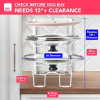 BTH Adjustable Pot Lid Organizer for Cabinet - Kitchen Storage Rack 6 Adjustable Shelves, Pot Lid Holder, Pan and Pot Rack Organizer, Pantry & Inside Cabinet Organizer (13” Clearance)