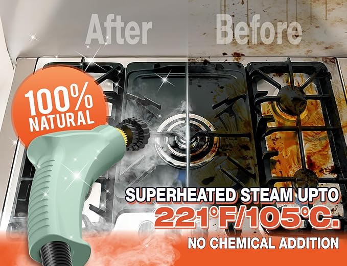 Steam Cleaner, 10s Heat-Up, 6-Level Adjustable, 1.69qt. Tank, 2500W Natural Portable Handheld Steamer for Cleaning with Touch Screen for Home, Car, Tile, Grout, Windows, Bathrooms, Kitchens and Fabric