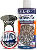 All-In-1 Aluminum Cleaner & Restoration Solution – Made in USA, Restores Faded Patio Furniture, Garage Doors, & Outdoor Fixtures, Aluminum Brightener & Restorer for All Painted Metal Surfaces, 16 OZ