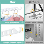 Laundry Drying Rack Wall Mounted - Swing Arm Clothes Hanger with 6-Hole, 180° Rotation Coat Hanger Holder, Foldable Valet Hook for Laundry Closet (2-Pack, White)