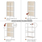Crofy No Assembly Folding Bookshelf for Living Room, 3 Tier White Collapsible Book Shelf for Home Office, Portable Bookcase Storage Organizer
