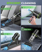 CODN Handheld Car Vacuum Portable Cordless 12000PA, 2 in 1 Handheld Vacuum Cleaner and Air Duster with Multi-Nozzles and LED Light, Mini Hand Held Vacuum Rechargeable for Home, Car, Office, Pet Hair