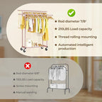 HYSEYY Double Rods Clothes Rack, Sturdy Rolling Clothing Rack, Portable Clothing Racks for Hanging Clothes - Metal Garment Rack Wardrobe Coat Rack for Bedroom Laundry Living Room, Pink