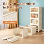 4 Tier Stackable Plastic Storage Bins with Lid and Wheels - 23 QT Closet Organizers and Storage, Foldable Storage Containers, Organization and Storage Boxes for Craft, Home, Pantry, Dorm,Yellow