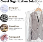 30 PCS 35.5 Inch Plastic Garment Bag, Dry Cleaner Bags Laundry Bags, Clear Hanging Clothing Covers for Coat Suit Shirt Jacket Skirt
