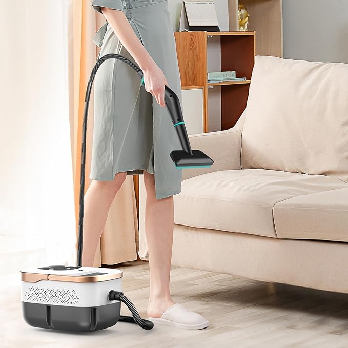 Handheld Steam Cleaner, 2500W High Pressure Steam Machine, 15s Heat-Up, 44 oz Water Tank, 6-Levels Adjustable, Portable Cleaning Steamer for Home & Kitchen, Car, Bed Bugs, Furniture ﻿ (Black-W)