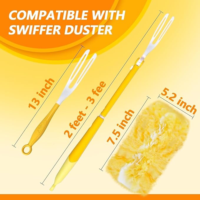 Duster Refill Compatible with Swiffer Duster, 30 Count Heavy Duty Duster Refills Kit for Cleaning Dusting, Multi Surface 360 Feather Duster Disposable Refills, with 1 Handle