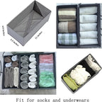Bructhun Sock Drawer Organizer 6 Pack - Collapsible Fabric Storage Bins for Underwear Divider, Small Closet Organizers with 6 Compartments, Gray