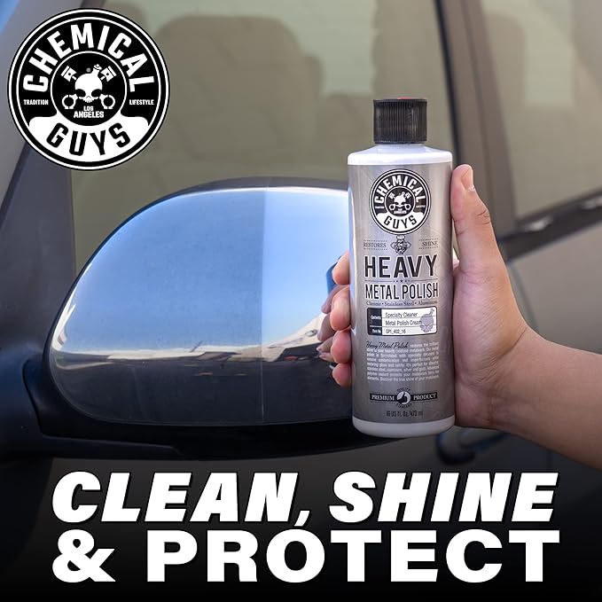Chemical Guys Heavy Metal Polish Restorer and Protectant - Cleans, Restores, and Protects Chrome, Aluminum, Stainless Steel, and More, Safe for Cars, Trucks, Motorcycles, RVs, and Boats - 16 oz