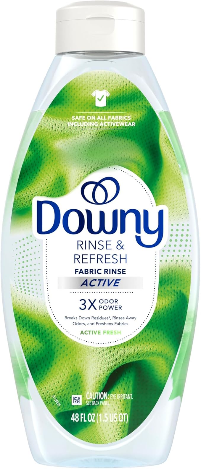 Downy RINSE & REFRESH Laundry Odor Remover and Fabric Softener for Activewear, Active Fresh Scent, 48 oz