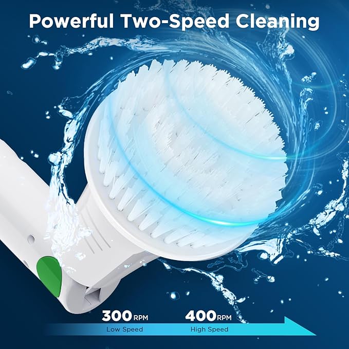 Electric Spin Scrubber, 2024 New Bathroom Cleaner, Power Shower Cleaning Brush with Extendable Handle & 4 Brush Heads, Shower Scrubber for Bathtub Tile Grout Kitchen Window and Floor