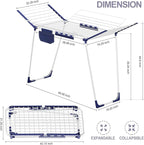 APEXCHASER Clothes Drying Rack Foldable, Drying Rack Clothing Large Space, Winged Laundry Rack with Sock Clips for Hanging Towels Clothes Dress Bedding Indoor Outdoor, White