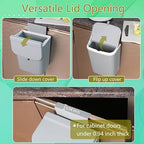 3.2 Gallon/12 L Kitchen Compost Bin for Counter Top/Under Sink, Hanging Small Trash Can with Lid for Cupboard/Bathroom/Bedroom/Office/Camping/RV, Odorless Food Waste Bin, Grey