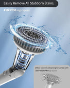 Electric Spin Scrubber - Powerful Cordless Waterproof Cleaning Brush with 6 Replaceable Heads, Rechargeable Multi-Surface Scrubber for Bathroom, Kitchen, Floors, Tiles, and More