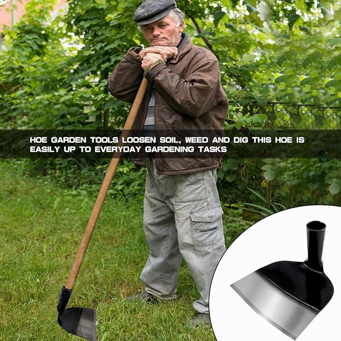Hand Hoe Head Replacement Round Eye Grub Hoe for Gardening, Soil Loosening, Weeding and Digging（18.5cm）
