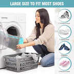Shoe Washing Machine Bag, XXL Shoe Laundry Bag for Washer and Dryer, Sturdy Zipper with Hook Design, Sneaker Dry Bag Included, Reusable for Sneaker, Tennis, Gray 1 Pack