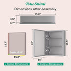TokeShimi 16x20 Recessed Medicine Cabinet with Mirror Aluminum, Tempered Frameless Bathroom Mirror with Storage Adjustable, Silver Surface Mount Medicine Cabinet for Bathroom Farmhouse