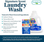 Truly Free Natural Laundry Detergent for Sensitive Skin | Eco Friendly, Plant Based, Baby Clothes Safe | Clean & Easy Powder to Liquid, 4 Pack Refill Detergent, NO Jug | Signature Scent, 200 Loads