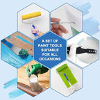 Paint Roller Kit with Extension Pole, 27 Piece Set, 2 to 4 Ft Pole, 4"9" Paint Rollers, Paint Brushes Set for Professional Painting,House Paint Roller for All Latex and Oil Paints & Stains