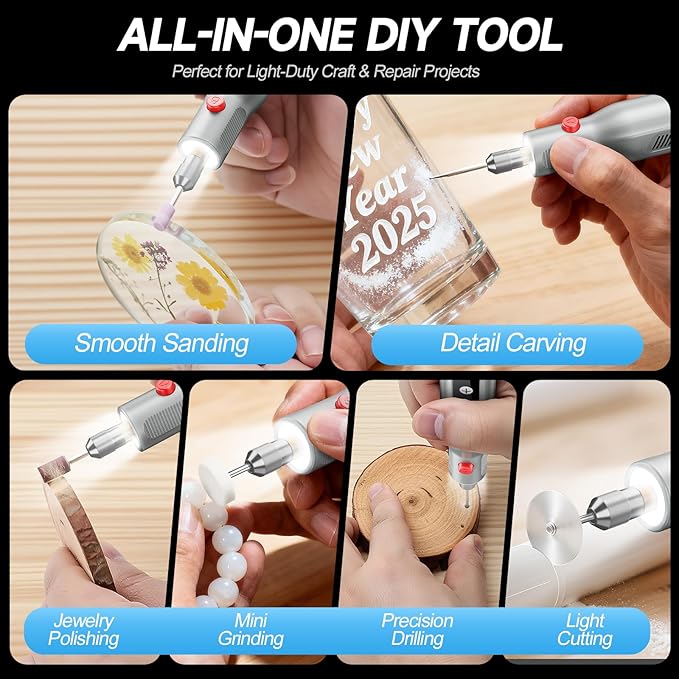 Mini Cordless Rotary Tool Kit, 5-Speed 4.2V USB Rechargeable Engraving & Sanding Tool with 105 Accessories, Compact Rotary Tool for Resin Craft, Polishing, Drilling, DIY Projects