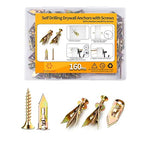 160 PCS Drywall Self Drilling Anchors with Screws Kit,80 PCS Sheetrock Anchors (0.47X1.18inch) and 80 PCS Screws, Eliminating The Need for Drilling or Punching Holes in The Wall.