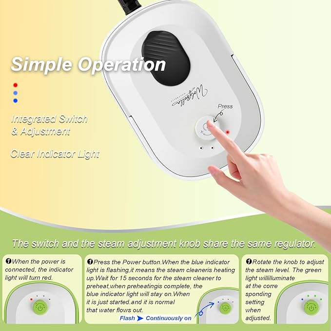 Steam Cleaner,15s Heat-Up,1.4L Tank,Steamer for Cleaning with 10 pcs Accessories,Multi-2500W High Temperature and Pressure handheld steamer,Steam Clea (2-White)