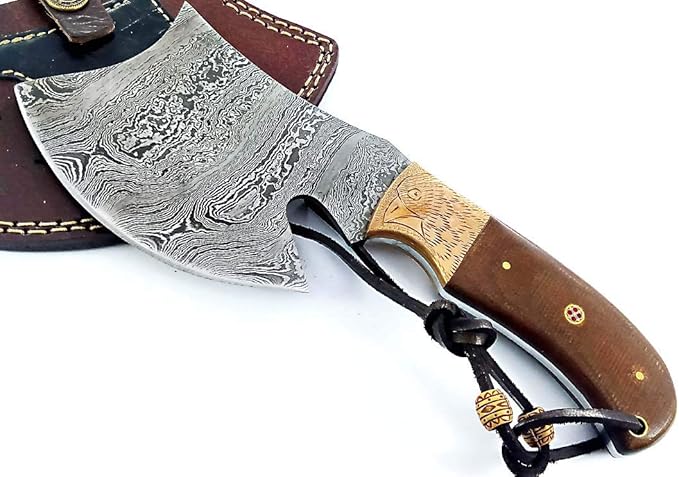 Damascus Steel Blade Axe Hatchet Tomahawk Hunting Knife Camping Hiking SM44