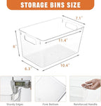6 Pack Large Clear Plastic Storage Bins,Plastic Containers with Handle for Pantry Organizer and Storage,Perfect for Kitchen,Fridge,Cabinet, Closet,Bathroom Under Sink Storage
