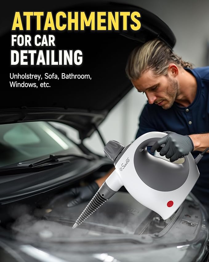 Handheld Steam Cleaner with Safety Lock, 500mL Large Tank & 19PCS Accessories - Multi-Surface Deep Cleaning for Kitchen, Bathroom, Car, Sofa - Removes Stubborn Grime, Sanitizes Surfaces (White)