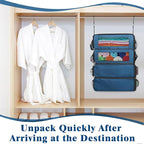 Suitcase Organizer, Carry on Closet Luggage Organizers Accessories for Travel, Foldable and Hangable Portable Hanging Travel Shelves with a Shoulder Strap to Use As a Travel Backpack Medium, Navy Blue