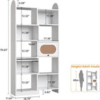 IRONCK 6 Tier Bookshelf and Bookcase with 2 Rattan Design Flip-top Storage Cabinets, 8 Cube Bookcases Display Storage Shelves Organizer for Living Room, 35.4" White