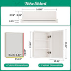 TokeShimi 16 x 24 Recessed Medicine Cabinet with Mirror Surface Mounted, Aluminum White Medicine Cabinet with Mirror, Metal Beveled Bathroom Mirror with Storage