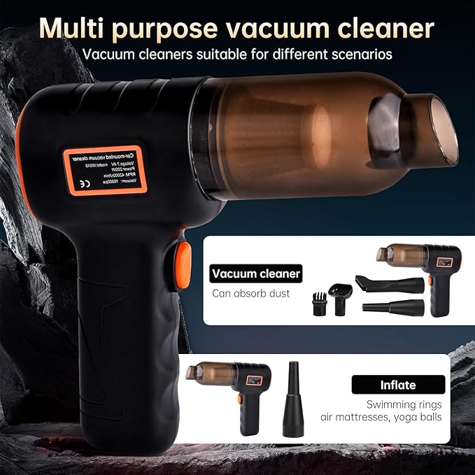 Mini Cordless Handheld Vacuum with Aerospace Bag - Portable Car Vacuum Cleaner | 16000PA Strong Suction, Wireless Rechargeable High-Power Handheld for Home, Pet Hair & Auto Detailing